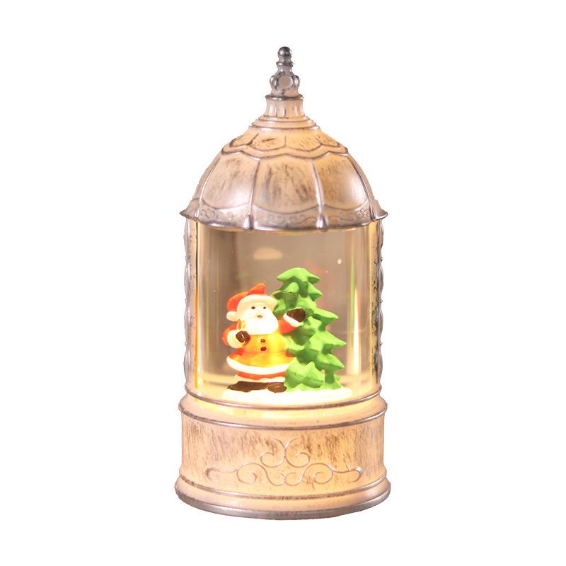 Retro Lantern-Style LED Snowfall Christmas Music Box Crystal Ball Ornament Night Light