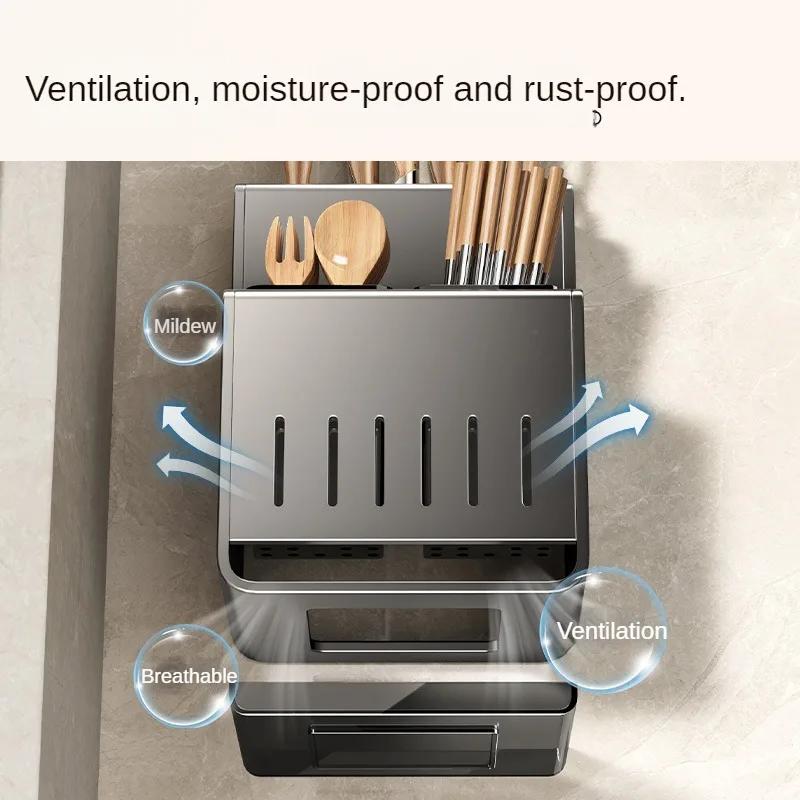 Stainless Steel Gun Gray Milky White Knife and Chopstick Tube Practical Rack Saves Space and Has Multiple Slots