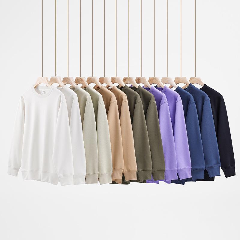 Simple Heavy Velvet Crew Neck T-shirt Long Sleeve Loose Casual Versweater Autumn Winter Men's Women's Same Thermal Top