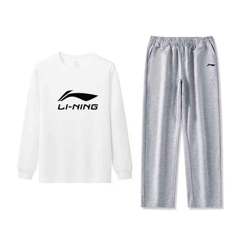 

Li-Ning Модная Свободная Хлопковая Дышащая Удобная Универсальная Толстовка с Круглым Вырезом Повседневный Спортивный Костюм YTLV113-3+AKLUHH2-2 M