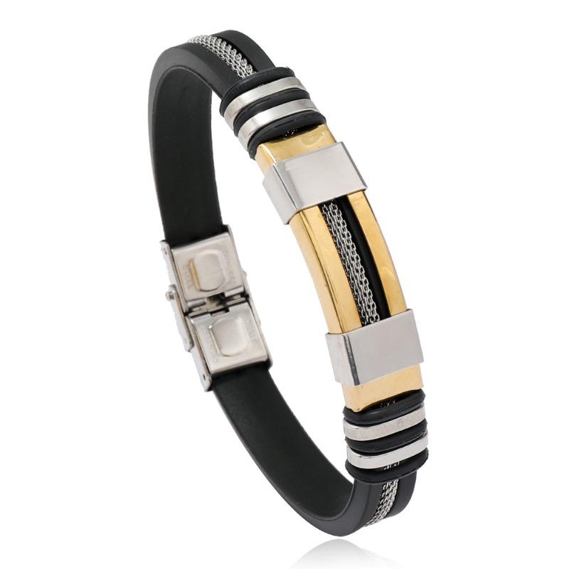 

Mary Pure steel color electroplated snake pattern chain fashion bracelet titanium steel silicone bracelet bracelet for men