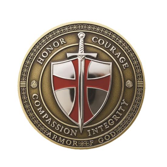 Helig Beskyddare Kristet Utmaningsmynt Riddare Bön Design Minnesmynt Tro Symbolik Andlig Gåva