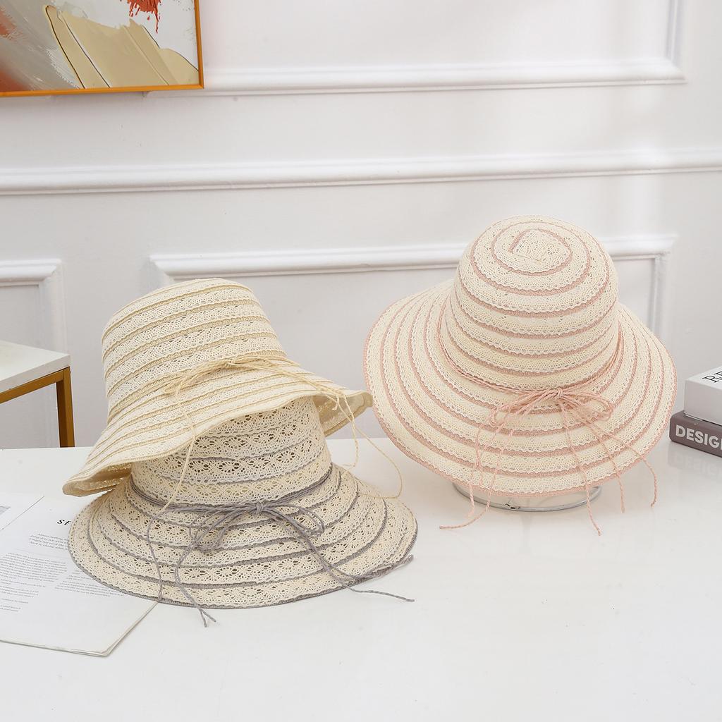Summer Ribbon Hat Wide Side Sun Cap Women Wheat Panama Style Straw Hats Wide Brim Holiday Beach Hat Ladies Sun Cap