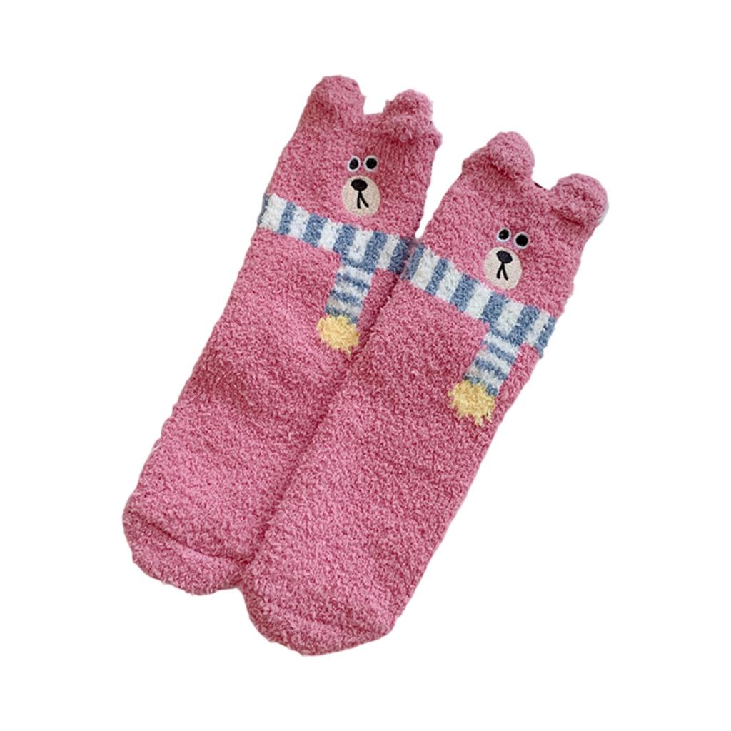 Calcetines de Invierno Cálidos y Peludos para Mujer, para Casa, Suelo, Dormir, Animales Lindos 3D, Forro Polar Grueso, Calcetín Borroso, Moda Japonesa, Estilo Coreano 2025