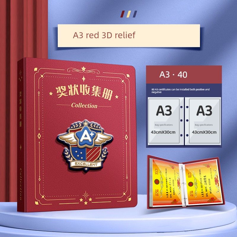 Honor for Boys and Girls A3 Album Storage Fantastic Primary School Student Folder Kids Album Collection Bag Storage Box Brochure Wall Mounted Display