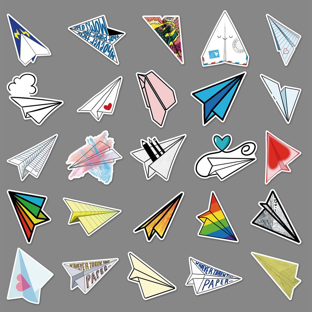 50 Sheets of Paper Airplane Doodle Cartoon Children's Gag Hand Account DIY Skateboard Water Cup Decoration Sticker