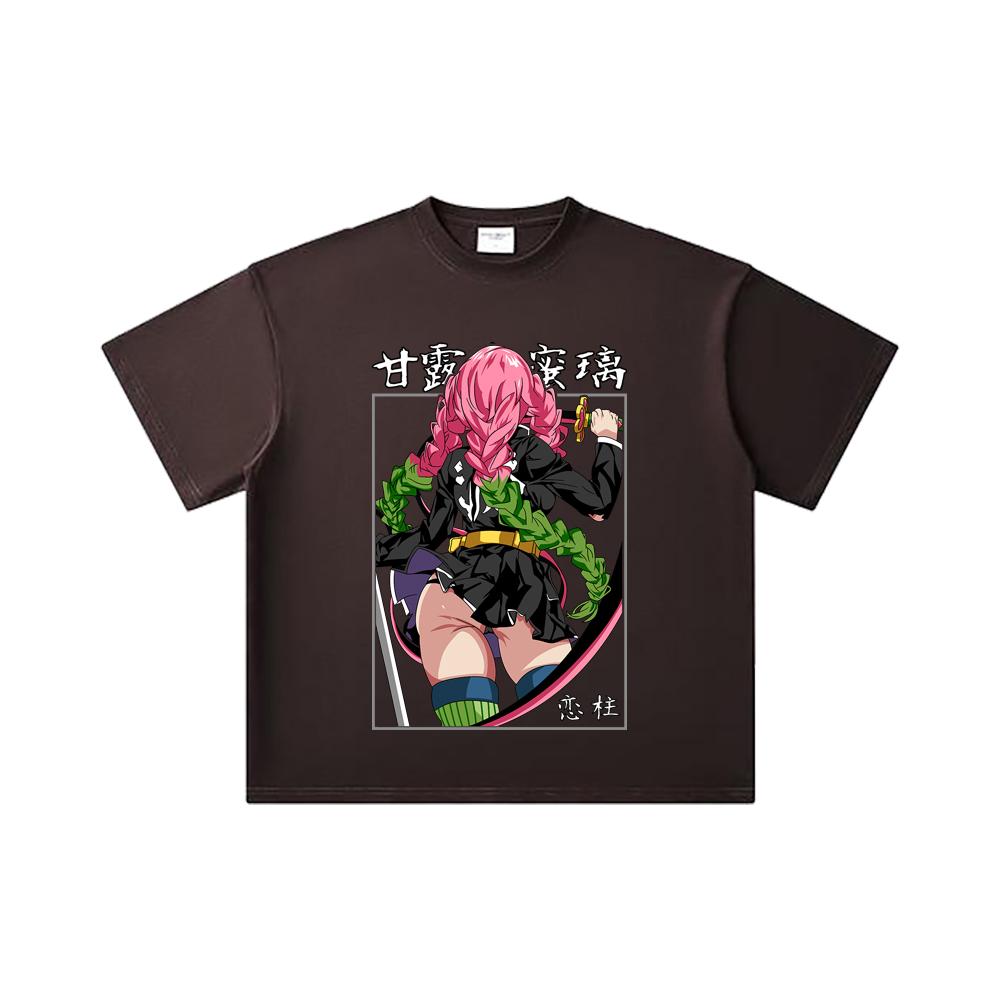 260 GSM Double Yarn 32 Count 100% Cotton Demon Slayer V75 Mitsuri Print Unisex Heavy Cotton T Shirt