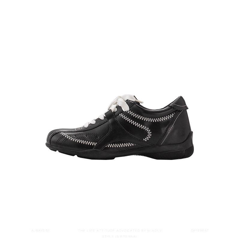 Retro Inner Height Increase Flat Bottom Women's New Maillard Lace Up Boxing Casual Sports