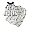 Girls' Stylish Pure Cotton Printed Set New Summer Children'S Halter-Neck Top And Wide-Leg Pants Two-Piece Set