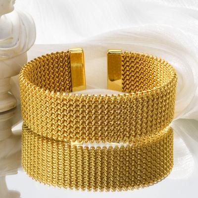 Pulseira Milanese Banhada a Ouro Malha Trançada de Aço Inoxidável Para Mulheres Joias Clássicas de Moda Presente Aniversário Natal Dia dos Namorados