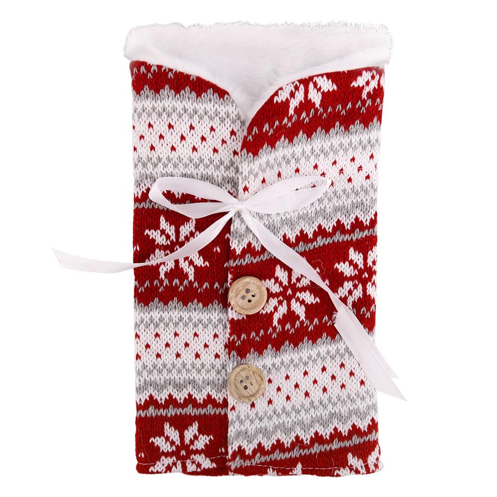 Christmas Wine Bottle Set Party Table Decor Wine Bottle Cover Red Velvet Dress Santa Claus Costume New Years Dinnerware Decor