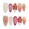 10Pcs Nail Art Tips with 3D Flower Design and Ink Splatter Pattern for Sensitive Skin