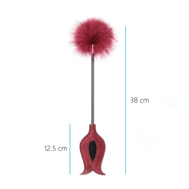 Flirt Tickle Erotic Feather with Fetish Punish Leather Spank Whip for Men Women Sex Blindfolded Stimulation Teasing Stick Toys
