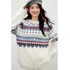 Qiushui Yiren Retro Color-block Round Neck Sweater
