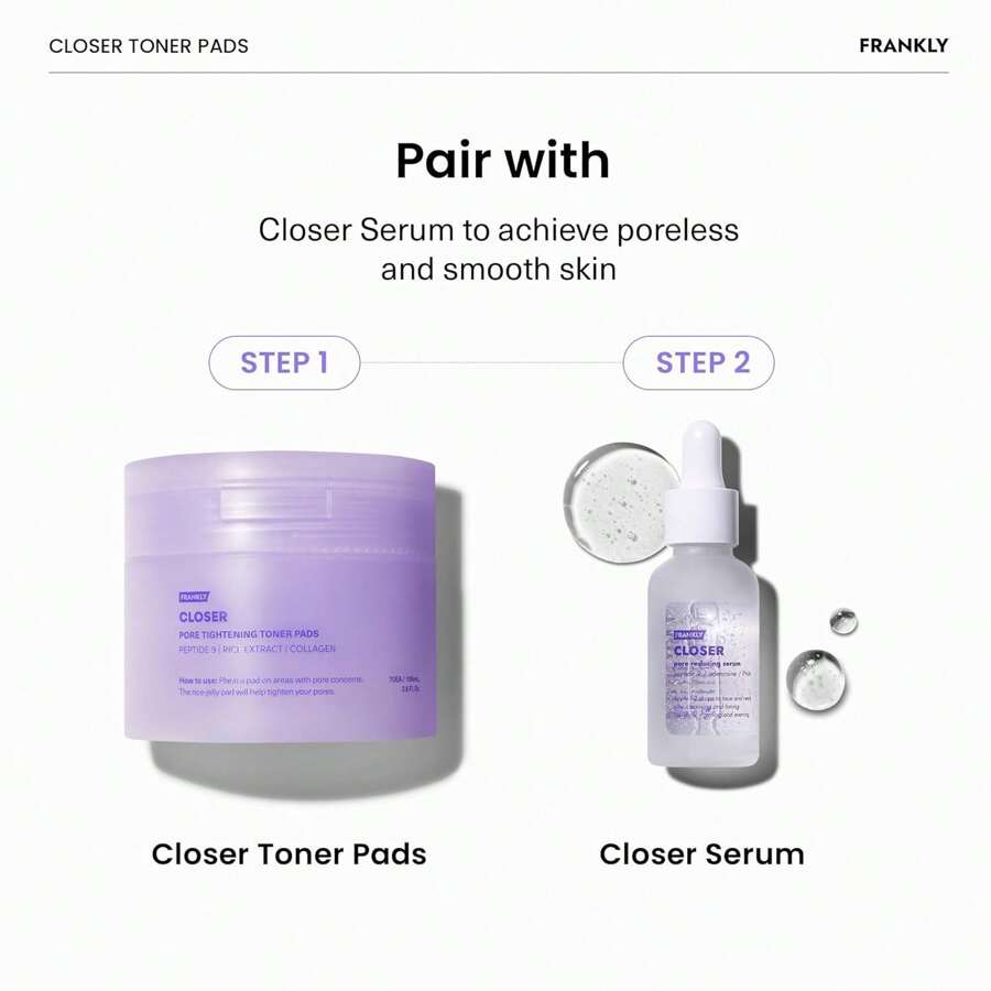 FRANKLY Pore Closer Toner Pads 105ml(70ea) L Rice Jelly Pads With 9 Peptides, Vegan Collagen, Rice Extract L Pore Minimizer