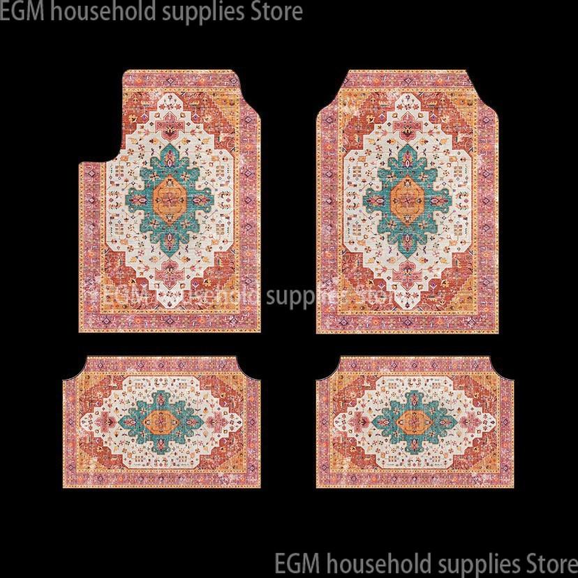Bohemian Car Floor Mats Non Slip Soft Washable Universal Auto Foot Pads Vintage Interior Rugs