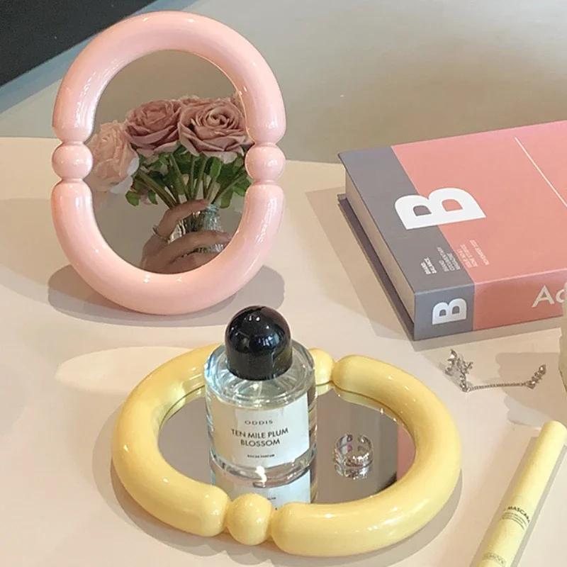 Irregular Pink Decorative Wall Mirror Korean Style Wall Mounted Mirror Makeup Mirror for Dormitory Desktop Room Decor Wholesale