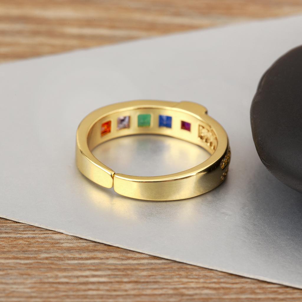 Nidin Classic New Design Inlaid Colorful Zircon Rings For Female Male Aesthetic Adjustable Finger Jewelry Anniversary Party Gift