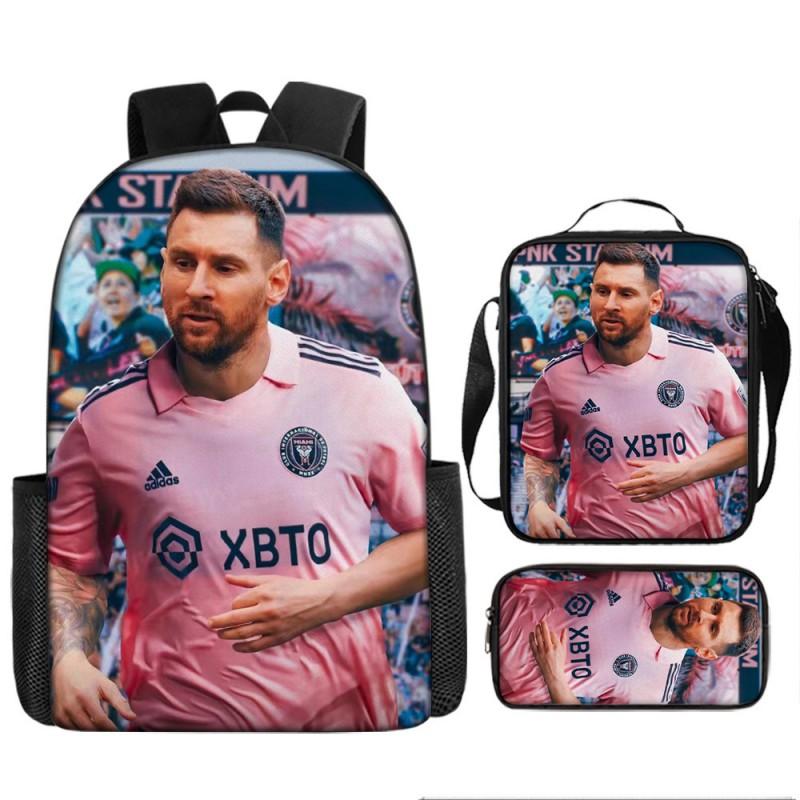 Kids Soccer Fan Backpack Set With Cristiano Ronaldo Neymar Print Oxford Fabric School Bag Boys Girls