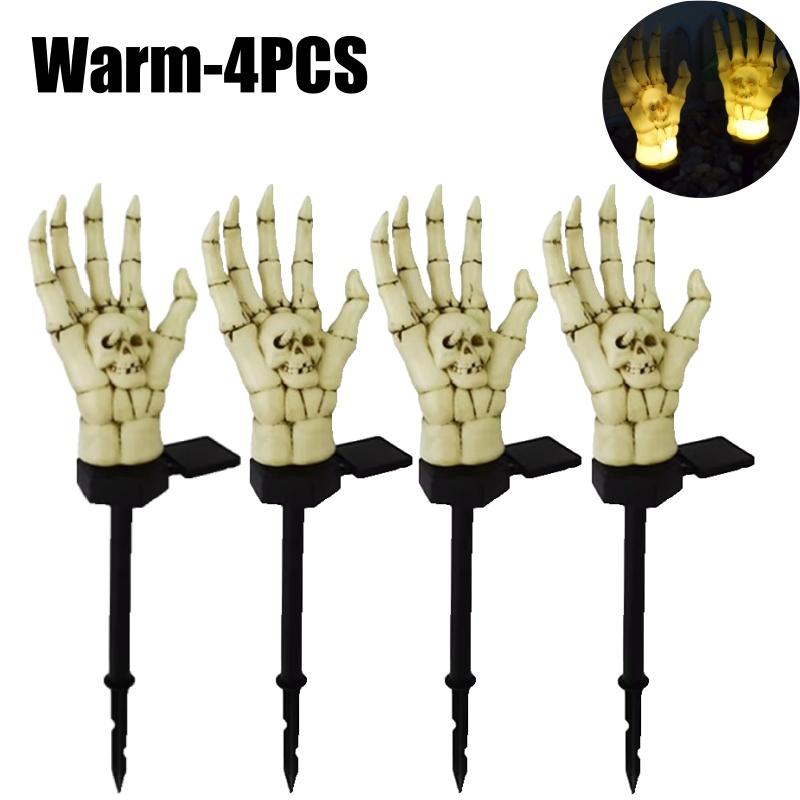 Halloween Outdoor Decoration Solar Lights Lighted Skeleton Hands Stakes Waterproof Skull Solar Garden Lights for Garden Decor
