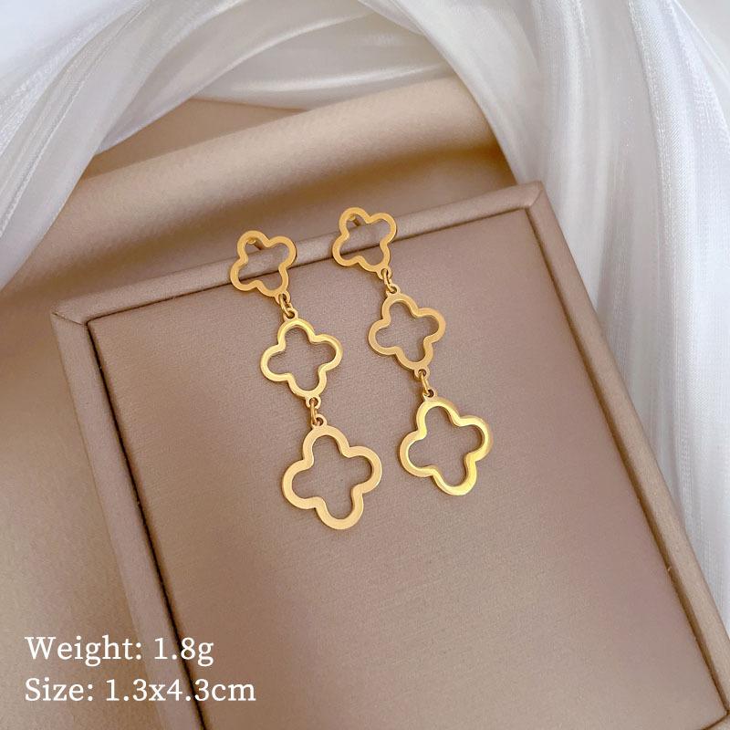 Fritillary Clover Minimalist Stud Earrings Cold Men'S And Women'S Earrings Personality Temperament Banquet Earrings