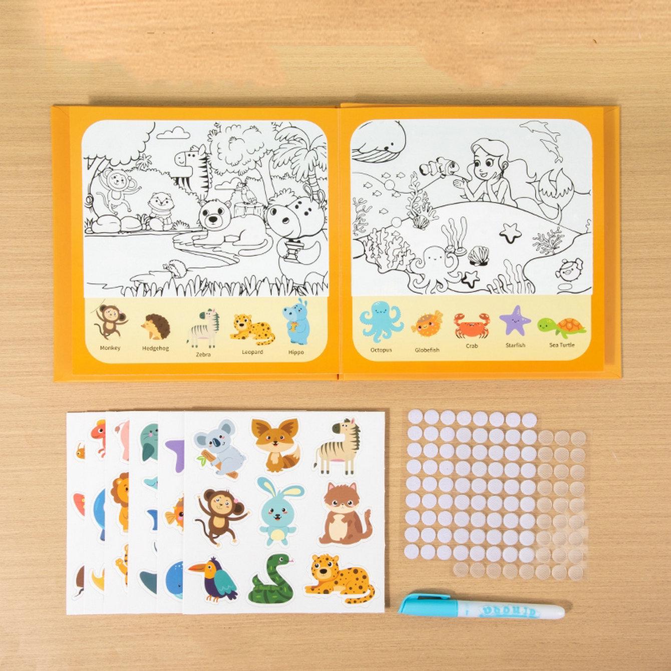 

Magic Water Painting & Coloring Book for Kids with Reusable Water Pen