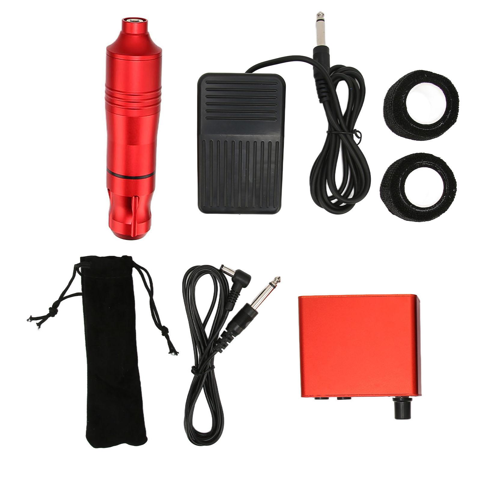 

Комплект тату-пистолета Профессиональный набор тату-машинок с педалью для тату-мастеров Красный EU Plug