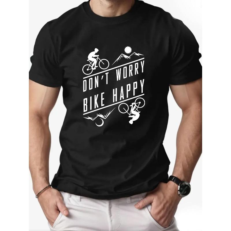 

European Size Men S Summer Casual Short-Sleeve T-Shirt with a Bicycle Pattern 4XL чорний