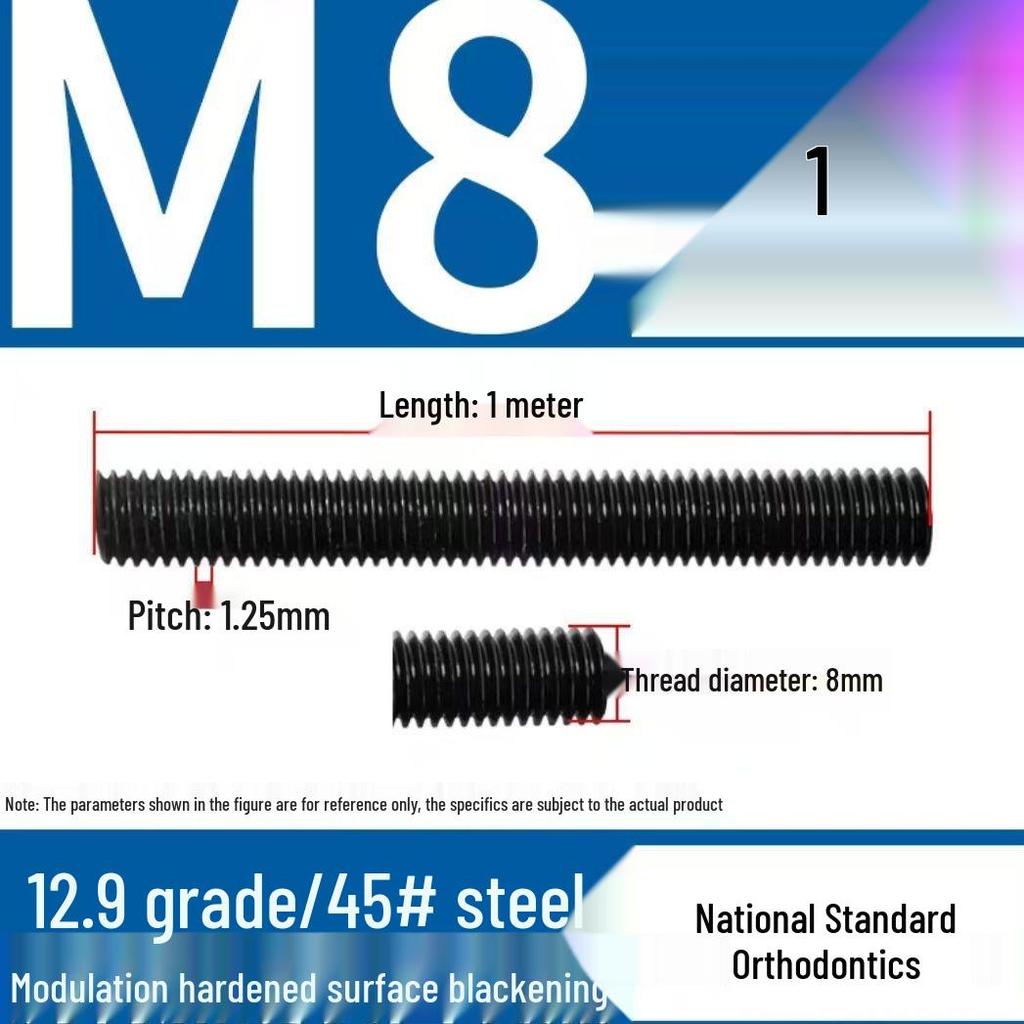 High-Strength Full Thread Lead Screw, 10.9 & 12.9 Grade, M8, National Standard