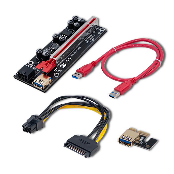 Riser Qoltec PCI-E 1x - 16x | USB 3.0 | ver. 009S Plus | SATA / PCI-E 6 pini