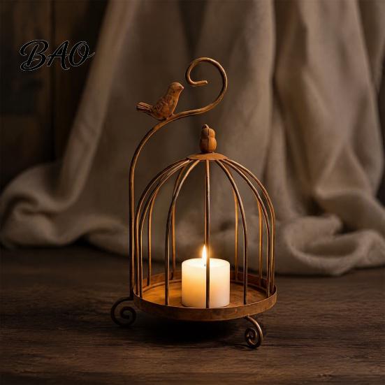 Indoor Outdoor Lantern Vintage Metal Birdcage Candle Holder, Tealight Decorative Wedding Table Decoration Stand for Home Decor Dining Living