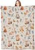 Cute Woodland Animal Throw Blanket Cartoon Fox Owl Deer Soft Fleece Perfect for Kids Animal Lovers Picnic Sofa Bed Travel Decor