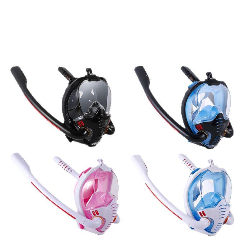 Plne suchá dvojrúrková celotvárová šnorchlovacia maska pre dospelých so silikónovým tesnením