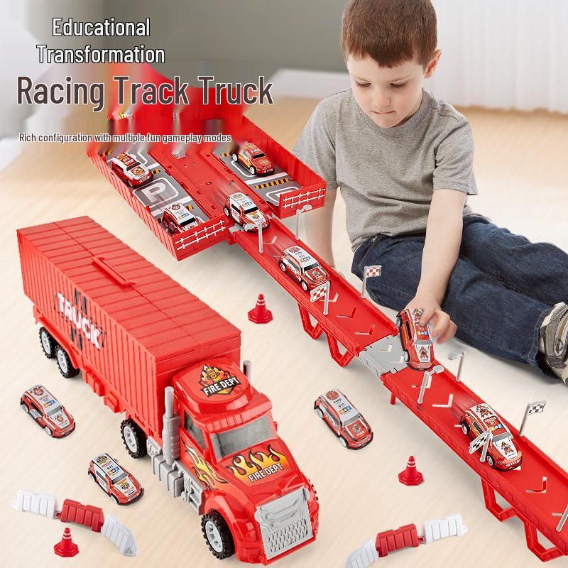 American Big Truck Sliding & Folding Deformation Racing Track Toy Set for Kids