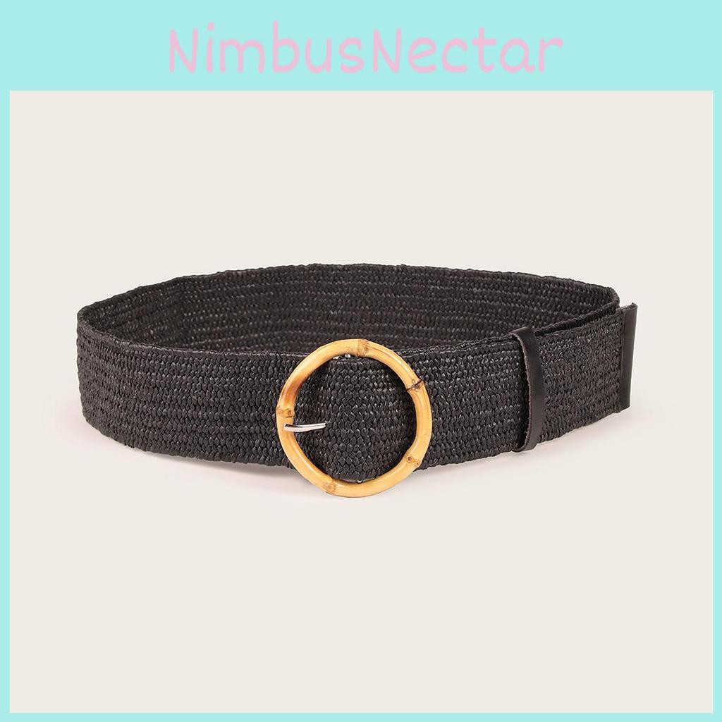 Bohemian Woven Nylon Belt With Plastic Buckle For Women Casual Fashion