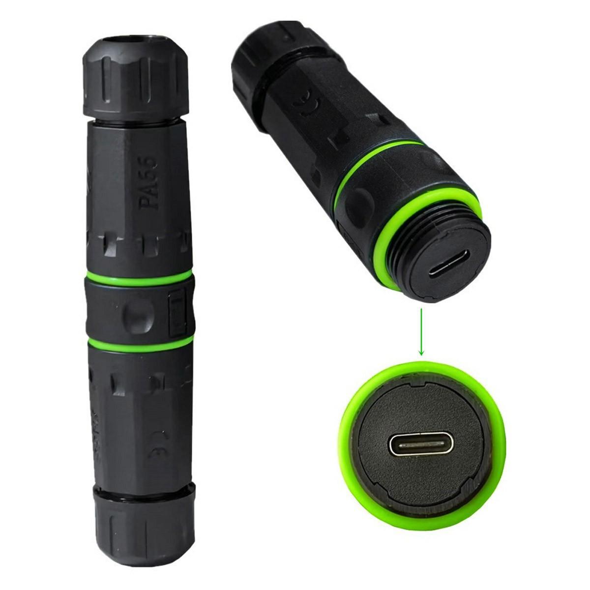 

CN-038-CF M20 Locking IP68 Waterproof Type-C 10Gbps USB3.1 Female to USB-C Female Extension Adapter Coupler As Shown A