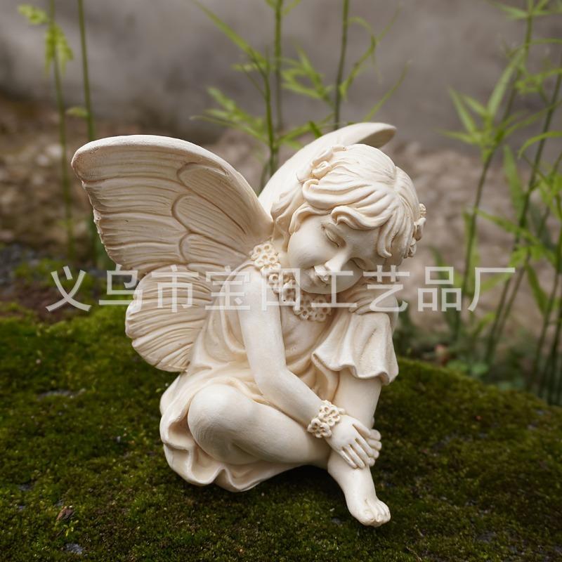 New cute face angel statue creative resin art statue home collection outdoor garden decoration
