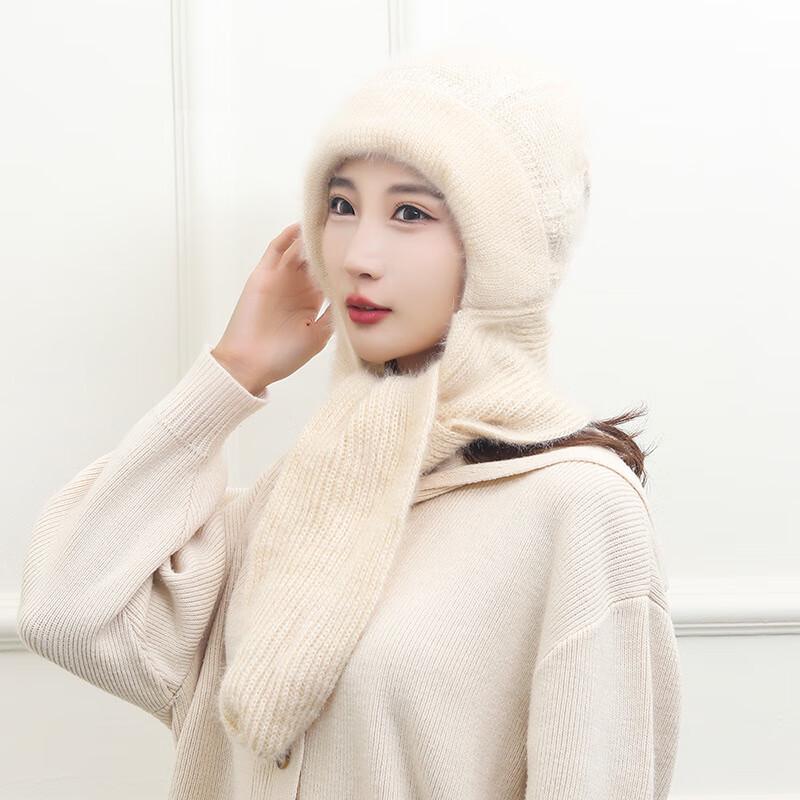 

Женская зимняя вязаная шапка с шарфом и ушками ZHENYUEQI One Size