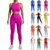 Damemote Ensfarget Tight Running Fitness Gjenget Tank Top Sømløs Pants Yoga Set
