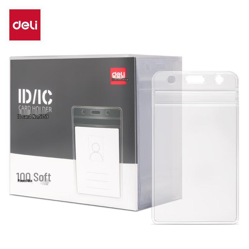 Deli 5759 Soft PVC Waterproof ID Card Holders (10-Pack)