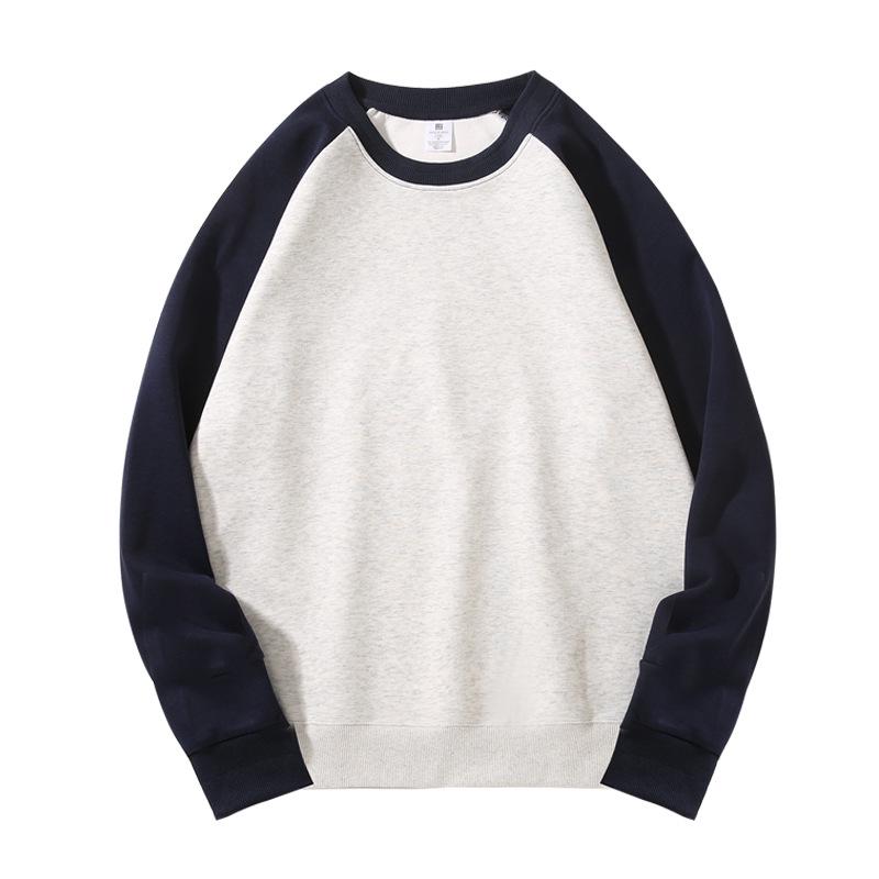 Unisex Cotton Raglan Sleeve Color Block Sweatshirt - Autumn/Winter Collection, Loose Fit, Fashionable and Versatile.