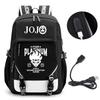 Anime JOJO Jonathan Joestar Golden Experience Backpack School Bookbag with USB Port Laptop Compartment for Boys Girls Travel Bag