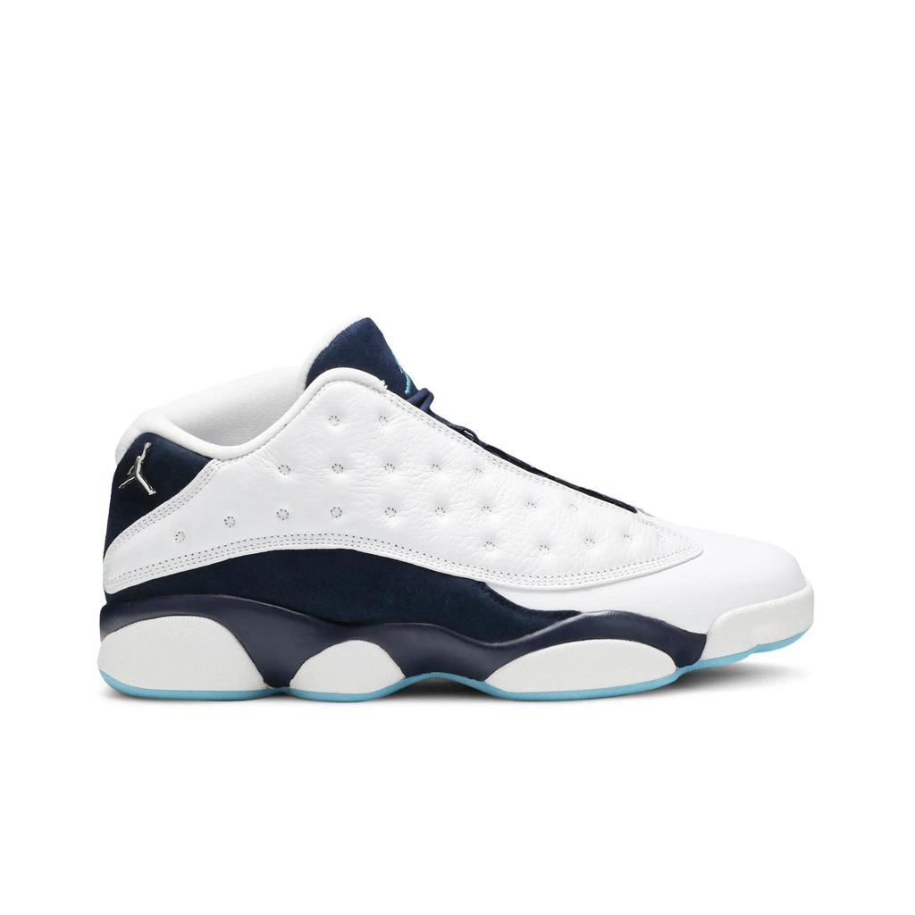 Air Jordan 13 Low 'Hornets' (Unisex) White / Metallic Silver / Midnight Navy / Turquoise Blue Vintage Basketball Shoes 310810 107