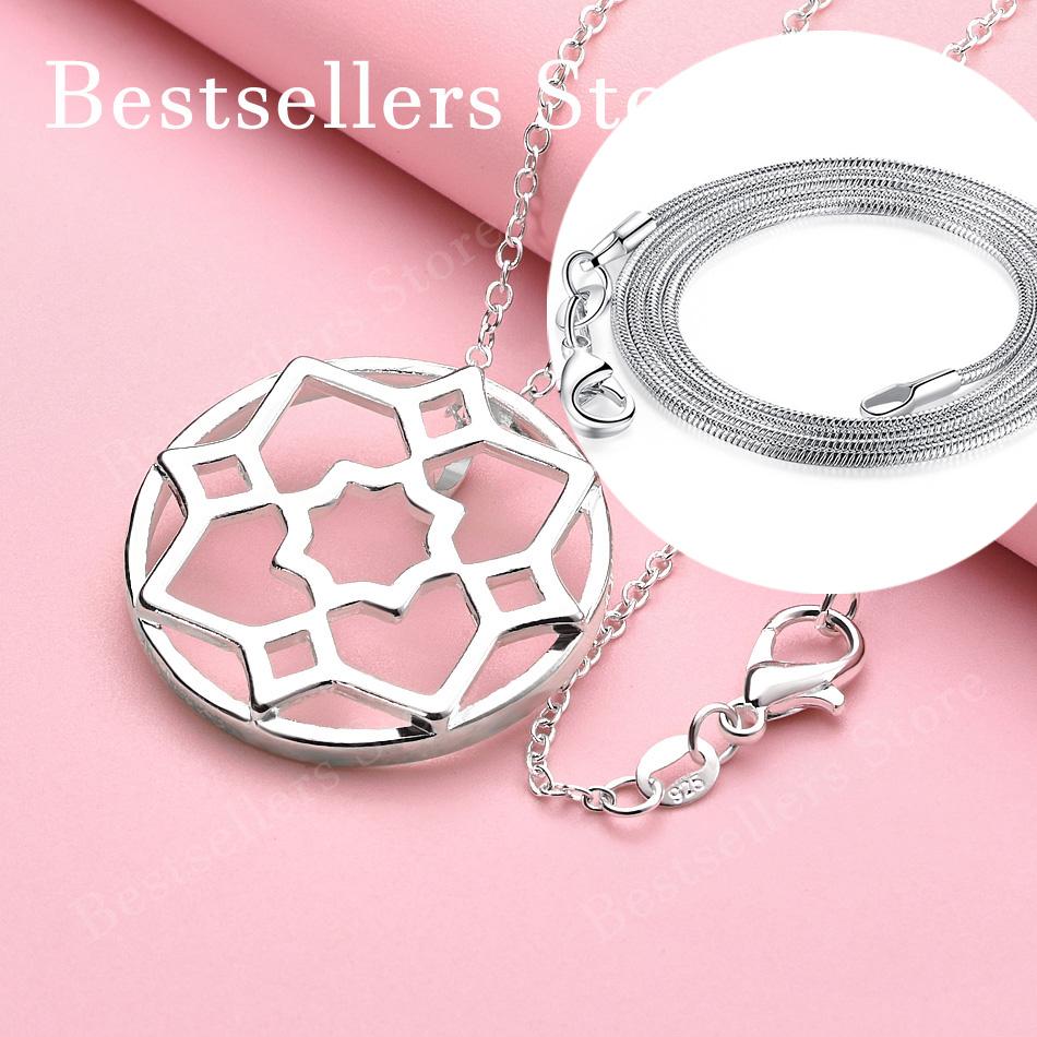 925 Sterling Silver 16-30 Inch Women's Exquisite Flower Pendant Necklace Accessories Wedding Gift Fashion Jewelry