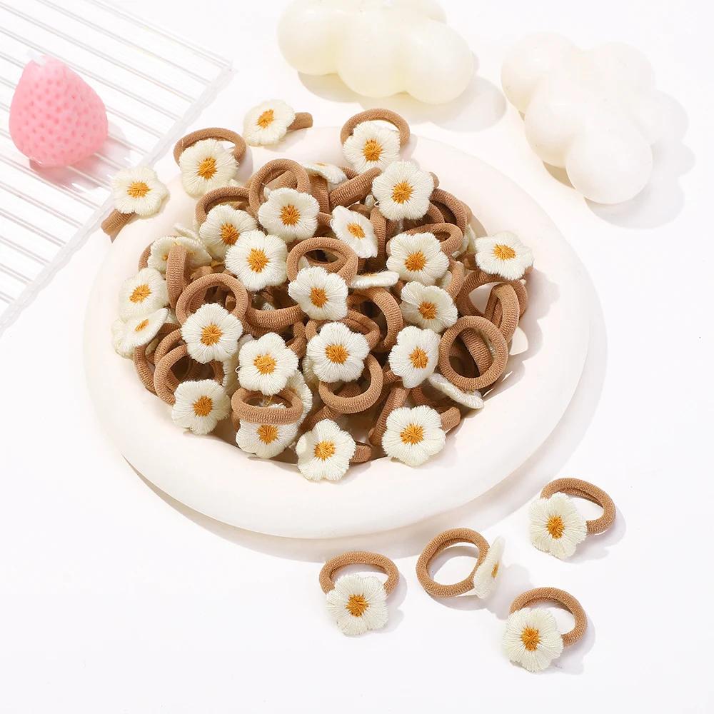 

10/20 шт. Детские повязки для волос с цветами и бабочками для девочек, не повреждающие волосы, мультяшные резинки-полотенца, держатели для хвостиков, мини-резинки, головные уборы 10pcs