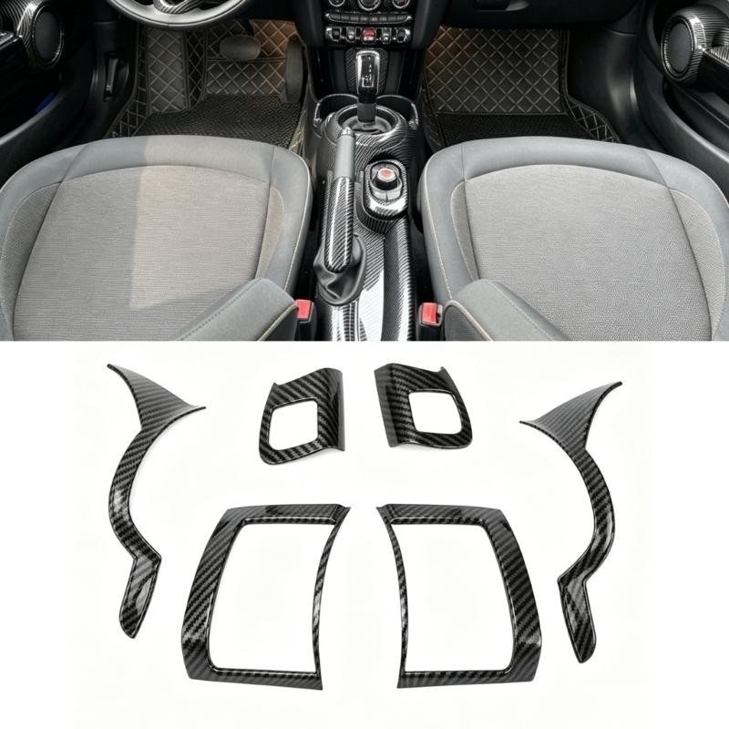 Car Air Outlet Trim Set with Carbon Pattern Finish for F55 F56 F57, 6 Piece Dashboard Accent and ABS Interior Surround for Cabin Styling and Display