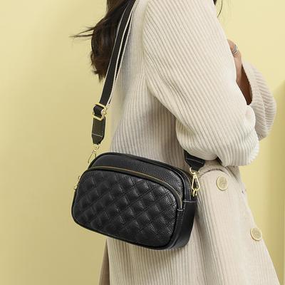 High-end Niche Leather Women's Bags, New Trendy First-layer Cowhide Rhombus Shoulder Messenger Bag