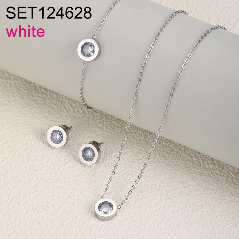 Elegant European Zirconium Titanium Jewelry Set - Necklace, Earrings & Bracelet