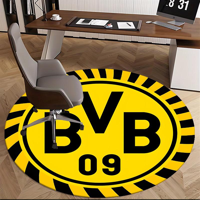 

BVB,Dortmund Chair mat Round Rug Office carpet, Machine Washable, Non slip, Suitable for Living Rooms, Bedrooms 150cm