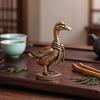 Vintage Brass Goose Figurine Fine Carved Details Scarf Design For Home Decor Ornament Gift